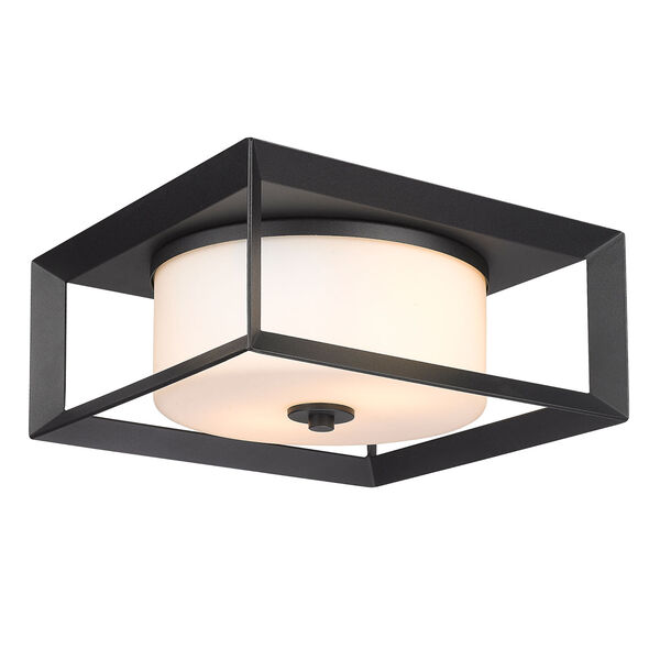 Smyth Natural Black Two-Light Outdoor Flush Mount with Opal Glass, image 3